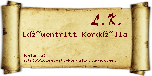 Löwentritt Kordélia névjegykártya